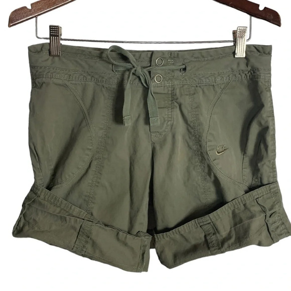 Nike Y2K Women’s Bermuda Cargo Shorts Convertible Green Size Small  100% Cotton - Picture 6 of 13